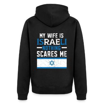 Ma femme est israélienne Rien ne me fait peur israélite - Veste à capuche bio Premium Unisexe - noir - Dos - Nico (187cm)