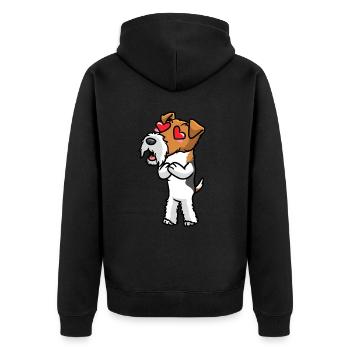 Foxterrier Drahthaar Hund Verliebt Emoticon - Unisex Premium Bio Zip Hoodie - Schwarz - Hinten - Nico (187cm)