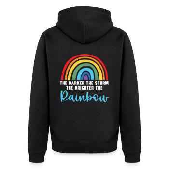 The Darker The Storm The Brighter The Rainbow - Unisex Premium Organic Zip Hoodie - black - Back - Nico (187cm)