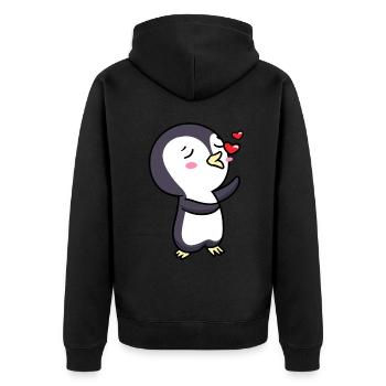 Pinguin Chibi Kawaii Küsse Verliebt Emoticon - Unisex Premium Bio Zip Hoodie - Schwarz - Hinten - Nico (187cm)