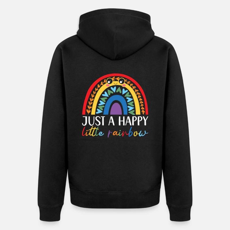 Nur ein glücklicher kleiner Regenbogenflüsterer - Unisex Premium Bio Zip Hoodie - Schwarz