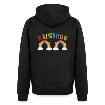 Rainbros Rainbow Lover Regenbogenflüsterer - Unisex Premium Bio Zip Hoodie - Schwarz - Hinten - Nico (187cm)