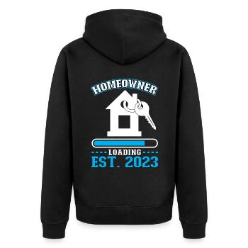 Hauseigentümer - Neuer Hauseigentümer 2023 - Unisex Premium Bio Zip Hoodie - Schwarz - Hinten - Nico (187cm)