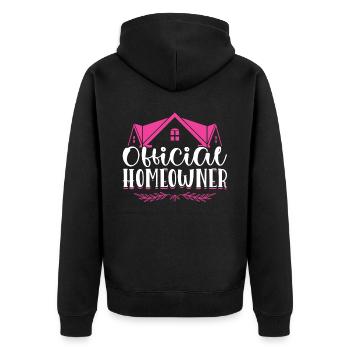 Offizieller Hausbesitzer - Neuer Hausbesitzer - Unisex Premium Bio Zip Hoodie - Schwarz - Hinten - Nico (187cm)