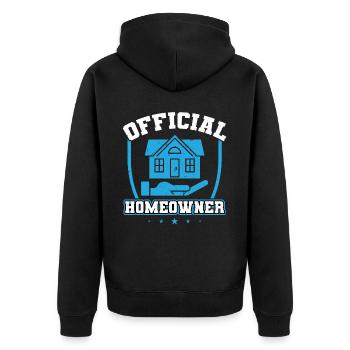 Offizieller Hausbesitzer - Neuer Hausbesitzer - Unisex Premium Bio Zip Hoodie - Schwarz - Hinten - Nico (187cm)
