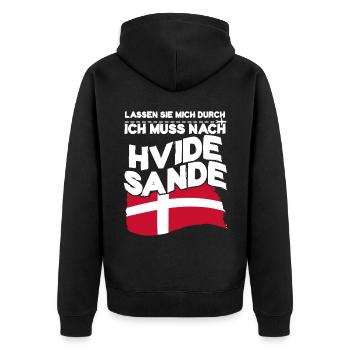 Hvide Sande Ringkøbing Fjord - Unisex Premium Bio Zip Hoodie - Schwarz - Hinten - Nico (187cm)