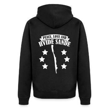 Hvide Sande Urlaub Holmsland Klit - Unisex Premium Bio Zip Hoodie - Schwarz - Hinten - Nico (187cm)