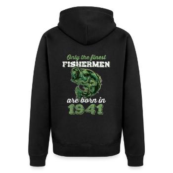 Legendär 81 Jahre alt Geschenk zum 81. Geburtstag - Unisex Premium Bio Zip Hoodie - Schwarz - Hinten - Nico (187cm)