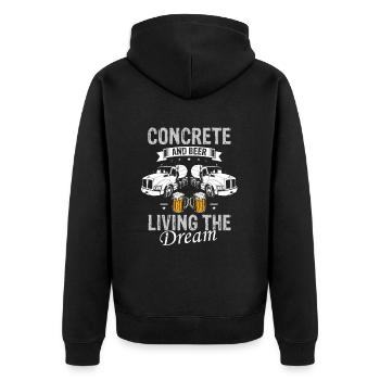 Conception de constructeur de béton pour les travailleurs de la construction et le chantier de construction - Veste à capuche bio Premium Unisexe - noir - Dos - Nico (187cm)