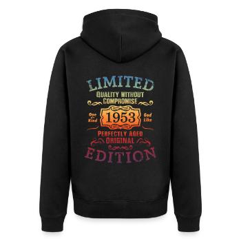 Anniversaire 1953 Édition Limitée Cadeau Occasion Cool - Veste à capuche bio Premium Unisexe - noir - Dos - Nico (187cm)