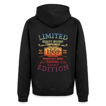 Anniversaire 1959 Édition Limitée Cadeau Occasion Cool - Veste à capuche bio Premium Unisexe - noir - Dos - Nico (187cm)
