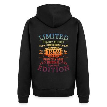 Birthday 1952 Limited Edition Gift Used Cool - Unisex Premium Organic Zip Hoodie - black - Back - Nico (187cm)