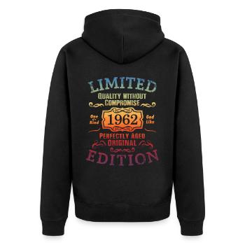 Anniversaire 1962 Édition Limitée Cadeau Occasion Cool - Veste à capuche bio Premium Unisexe - noir - Dos - Nico (187cm)