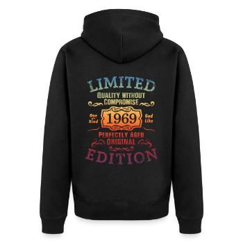 Birthday 1969 Limited Edition Gift Used Cool - Unisex Premium Organic Zip Hoodie - black - Back - Nico (187cm)