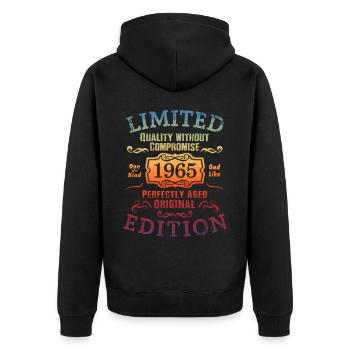 Geburtstag 1965 Limited Edition Geschenk Used Cool - Unisex Premium Bio Zip Hoodie - Schwarz - Hinten - Nico (187cm)