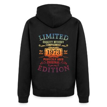 Anniversaire 1973 Édition Limitée Cadeau Occasion Cool - Veste à capuche bio Premium Unisexe - noir - Dos - Nico (187cm)