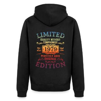 Birthday 1979 Limited Edition Gift Used Cool - Unisex Premium Organic Zip Hoodie - black - Back - Nico (187cm)
