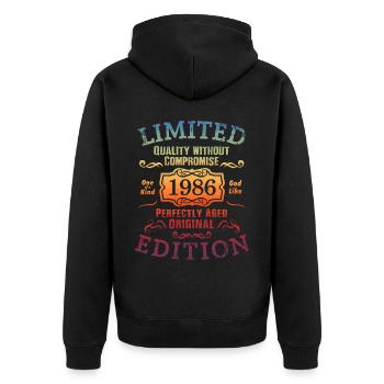 Birthday 1986 Limited Edition Gift Used Cool - Unisex Premium Organic Zip Hoodie - black - Back - Nico (187cm)