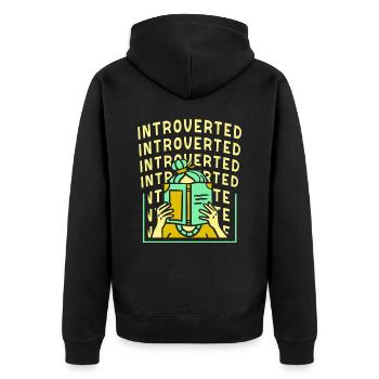 Introvertiert Introvertierter Sarkasmus Schüchtern - Unisex Premium Bio Zip Hoodie - Schwarz - Hinten - Nico (187cm)