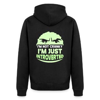 Je ne suis pas grincheux, je ne suis qu’introverti - Veste à capuche bio Premium Unisexe - noir - Dos - Nico (187cm)