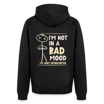 I'm not in a bad mood I'm only introverted - Unisex Premium Organic Zip Hoodie - black - Back - Nico (187cm)