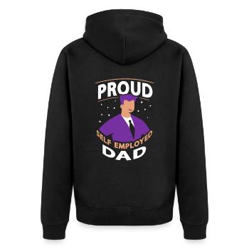 Proud Self-employed father Self-employed - Unisex Premium Organic Zip Hoodie - black - Back - Nico (187cm)