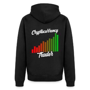 Kryptowährungs Händler Krypto Crypto Trader - Unisex Premium Bio Zip Hoodie - Schwarz - Hinten - Nico (187cm)