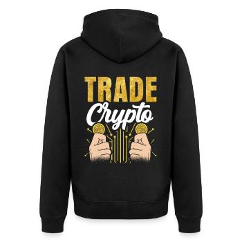 Krypto Handeln Trading Traden Crypto Trader - Unisex Premium Bio Zip Hoodie - Schwarz - Hinten - Nico (187cm)