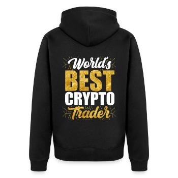 Weltbester Krypto Trader Trading Crypto Traden - Unisex Premium Bio Zip Hoodie - Schwarz - Hinten - Nico (187cm)