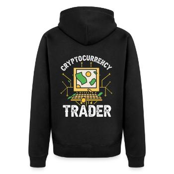 Kryptowährungs Händler Crypto Trader Krypto - Unisex Premium Bio Zip Hoodie - Schwarz - Hinten - Nico (187cm)