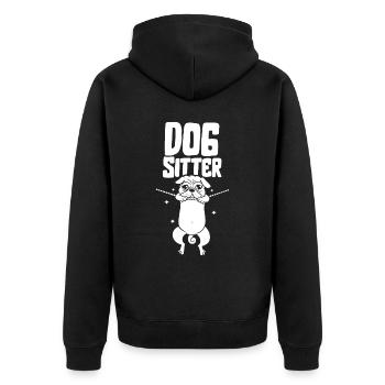 Hundesitter Hund Dog Sitting Hundesitting - Unisex Premium Bio Zip Hoodie - Schwarz - Hinten - Nico (187cm)