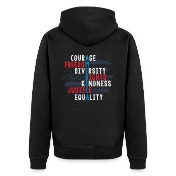 Citoyen américain patriote, Liberté - Veste à capuche bio Premium Unisexe - noir - Dos - Nico (187cm)