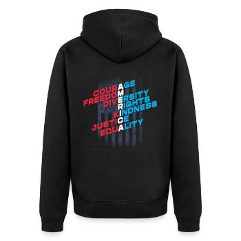 Citoyen américain patriote, Liberté - Veste à capuche bio Premium Unisexe - noir - Dos - Nico (187cm)