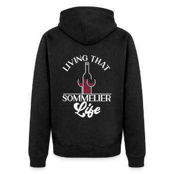 Sommelier Wine Drinking Tasting - Unisex Premium Bio Zip Hoodie - Schwarz - Hinten - Nico (187cm)