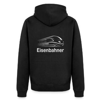 Humorvolle Lokführer Züge Eisenbahner Tfz Sprüche - Unisex Premium Bio Zip Hoodie - Schwarz - Hinten - Nico (187cm)