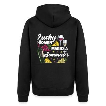 Sommelier Wine Drinking Tasting - Unisex Premium Organic Zip Hoodie - black - Back - Nico (187cm)