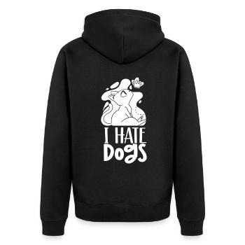 I Hate Dogs Lovers Cat Cats Pet - Unisex Premium Organic Zip Hoodie - black - Back - Nico (187cm)