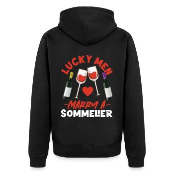 Sommelier Wine Drinking Tasting - Unisex Premium Organic Zip Hoodie - black - Back - Nico (187cm)