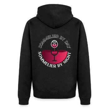 Sommelier Wine Drinking Tasting - Unisex Premium Bio Zip Hoodie - Schwarz - Hinten - Nico (187cm)