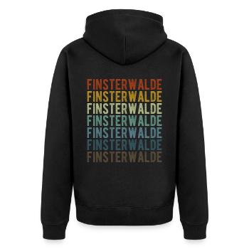 Finsterwalde Stadt Retro Vintage - Unisex Premium Bio Zip Hoodie - Schwarz - Hinten - Nico (187cm)