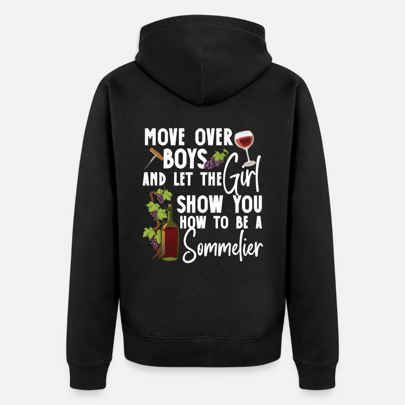 Sommelier Wine Drinking Tasting - Unisex Premium Organic Zip Hoodie - black