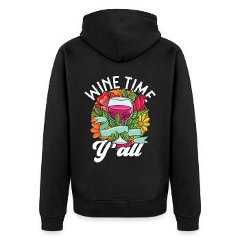 Sommelier Wine Drinking Tasting - Unisex Premium Bio Zip Hoodie - Schwarz - Hinten - Nico (187cm)