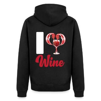 Sommelier Wine Drinking Tasting - Unisex Premium Bio Zip Hoodie - Schwarz - Hinten - Nico (187cm)