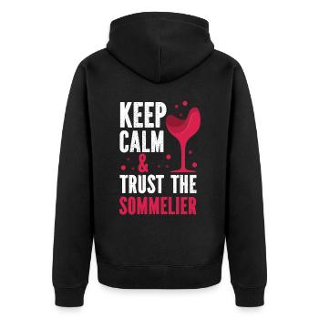 Sommelier Wine Drinking Tasting - Unisex Premium Bio Zip Hoodie - Schwarz - Hinten - Nico (187cm)