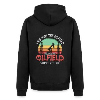 Travailleurs des champs pétrolifères Je soutiens Oilfield Plant Retro - Veste à capuche bio Premium Unisexe - noir - Dos - Nico (187cm)