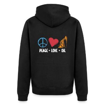 Oilfield Workers Peacemaking Oil Rig Workers - Unisex Premium Organic Zip Hoodie - black - Back - Nico (187cm)