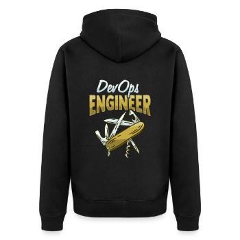 Sys-Admin Entwickler Devops-Ingenieur - Unisex Premium Bio Zip Hoodie - Schwarz - Hinten - Nico (187cm)