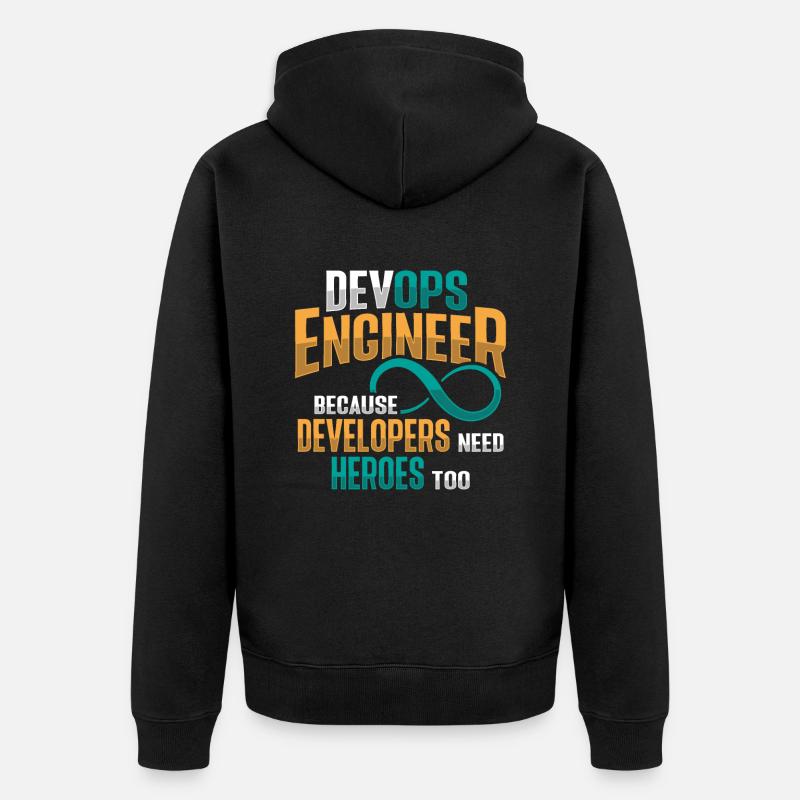 Ingénieur Devops développeur Sys-Admin - Veste à capuche bio Premium Unisexe - noir