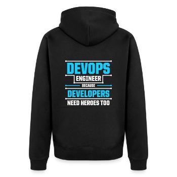 Sys-Admin Entwickler Devops-Ingenieur - Unisex Premium Bio Zip Hoodie - Schwarz - Hinten - Nico (187cm)