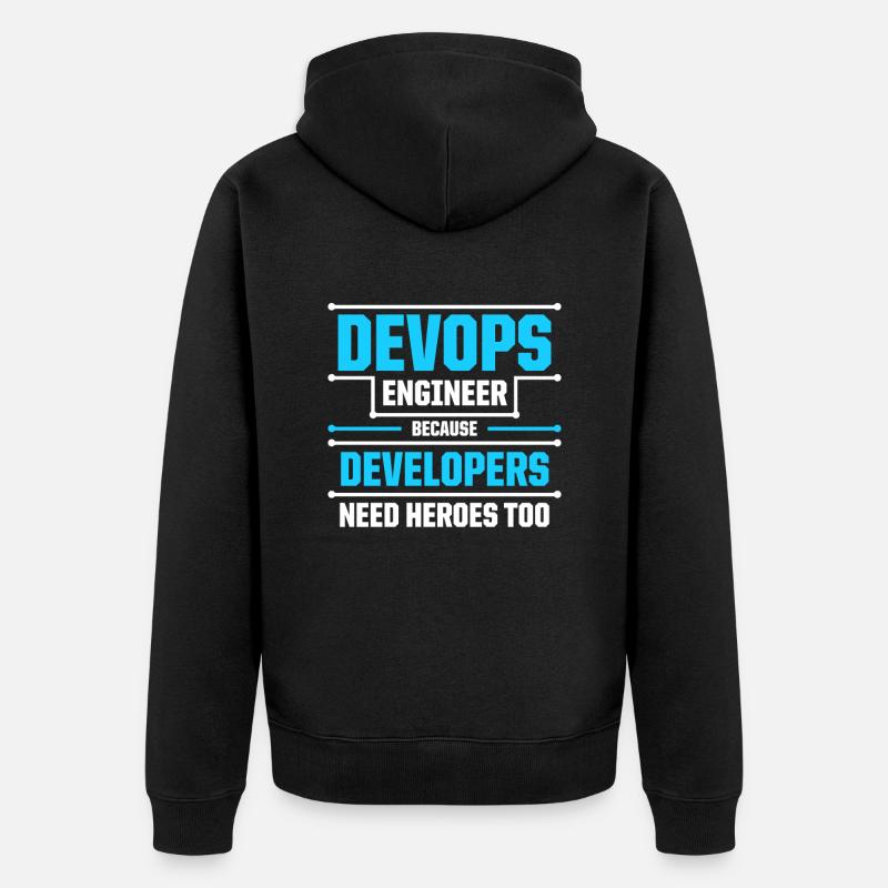 Ingénieur Devops développeur Sys-Admin - Veste à capuche bio Premium Unisexe - noir